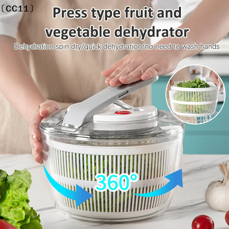 Multi-Function Manual Salad Spinner and Vegetable Dryer with Absorbent Basket