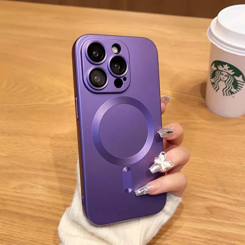 Luxury Magnetic Silicone Phone Case with Glass Lens Protection