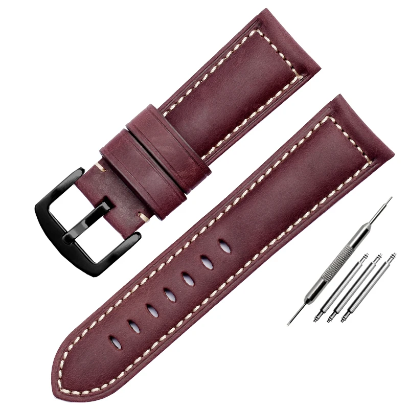 thumbnail image 1 of Correa de reloj de piel de becerro retro hecha a mano de 20 mm, 22 mm, 24 mm y 26 mm para Pa-nerai PAM441 Mi-do Citizen, correa de reloj de cuero para hombres y mujeres, 1 of 5