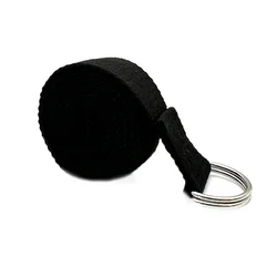 Durable Cotton Yoga Strap with Adjustable D - Ring Buckle for Enhanced Flexibility and Stretching (Black)