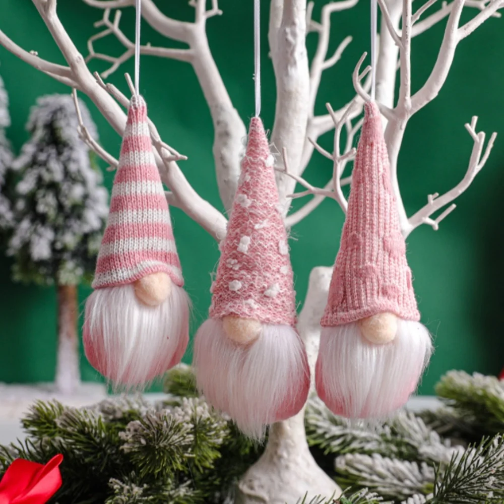 3 pièces Mini poupée de noël Gnome pendentif arbre de noël poupée en