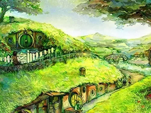 Colori Dell'Arcobaleno Arcobaleno Lumaca Stampe Su Tela Lotr Valley Hobbit Pittura A Olio Su Tela Immagini Moderne Di Arte Della Parete Per La Decoraz