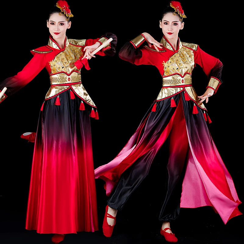 

Drumming Clothing Women's Chinese Style Dancing Dress Gongs and Drums Water Drum Opening Dance Waist Performance Wear