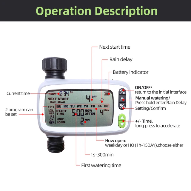 New Arrivals Garden Automatic FSTN 4.8'' LCD Screen Water Timer Irrigation Controller System for Planting Watering #21139 3