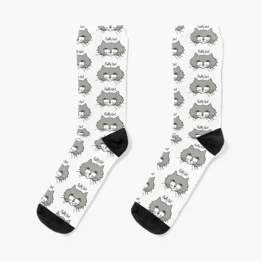 

Fluffy Cat! Socks anti slip football floral loose Women Socks Men's