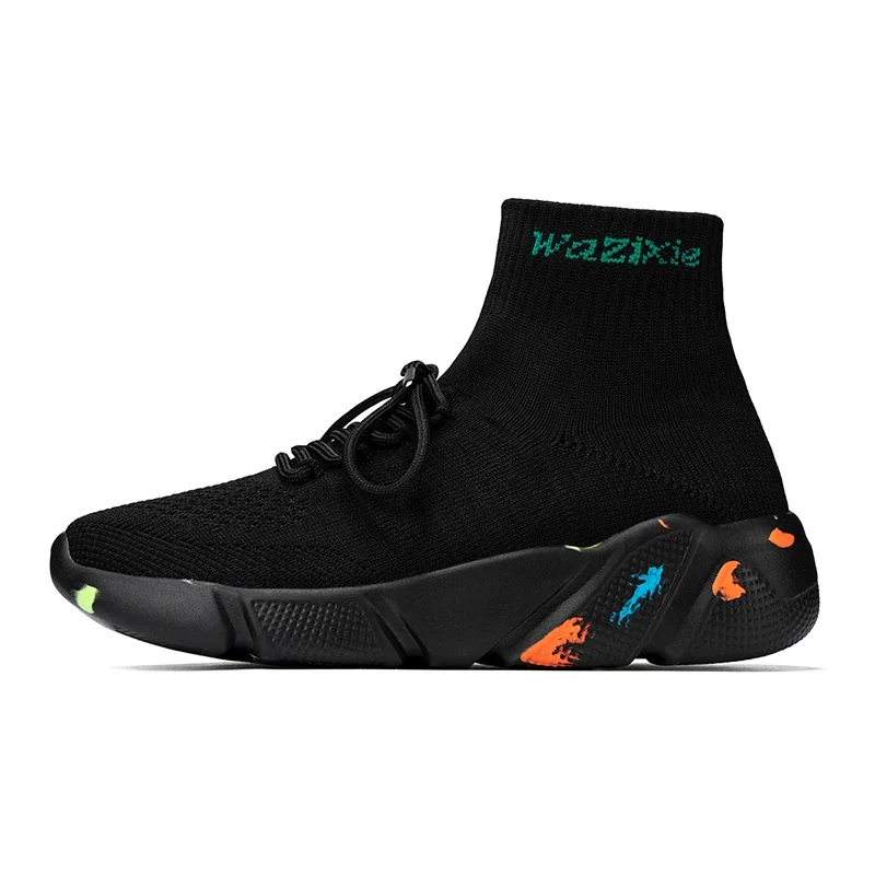 High Top Casual Shoes Women Men Sneakers Outdoor Breathable Socks Shoes Thick Bottom Cushioned Mesh Lace Up Plus Size 35-47