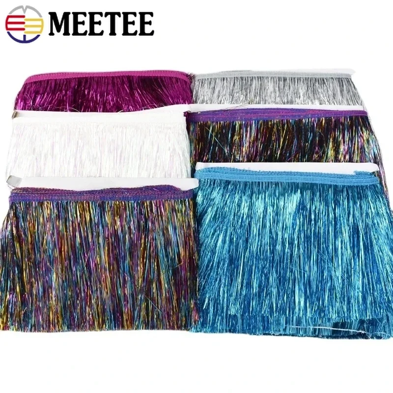 10/20M 10/15/20cm Colorful Glitter Fringe Tassel Lace Latin Dress Stage Clothes Curtain Tassles Trim Tape DIY Sewing Accessories