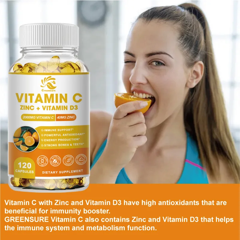 Greensure Immune Support Supplement with Echinacea, Vitamin C and Zinc 40mg, Vitamin D 5000 IU - 60/120 Capsules image_3