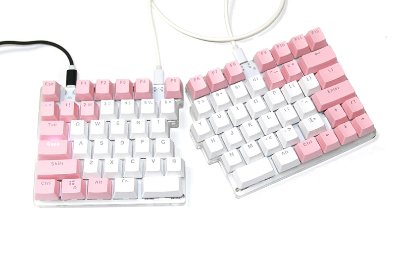 78keys Wired Mechanical Backlit Split Keyboard Pink Keyboard Left and Right Hand Custom Programming Pc Gamer for Laptop for Pc