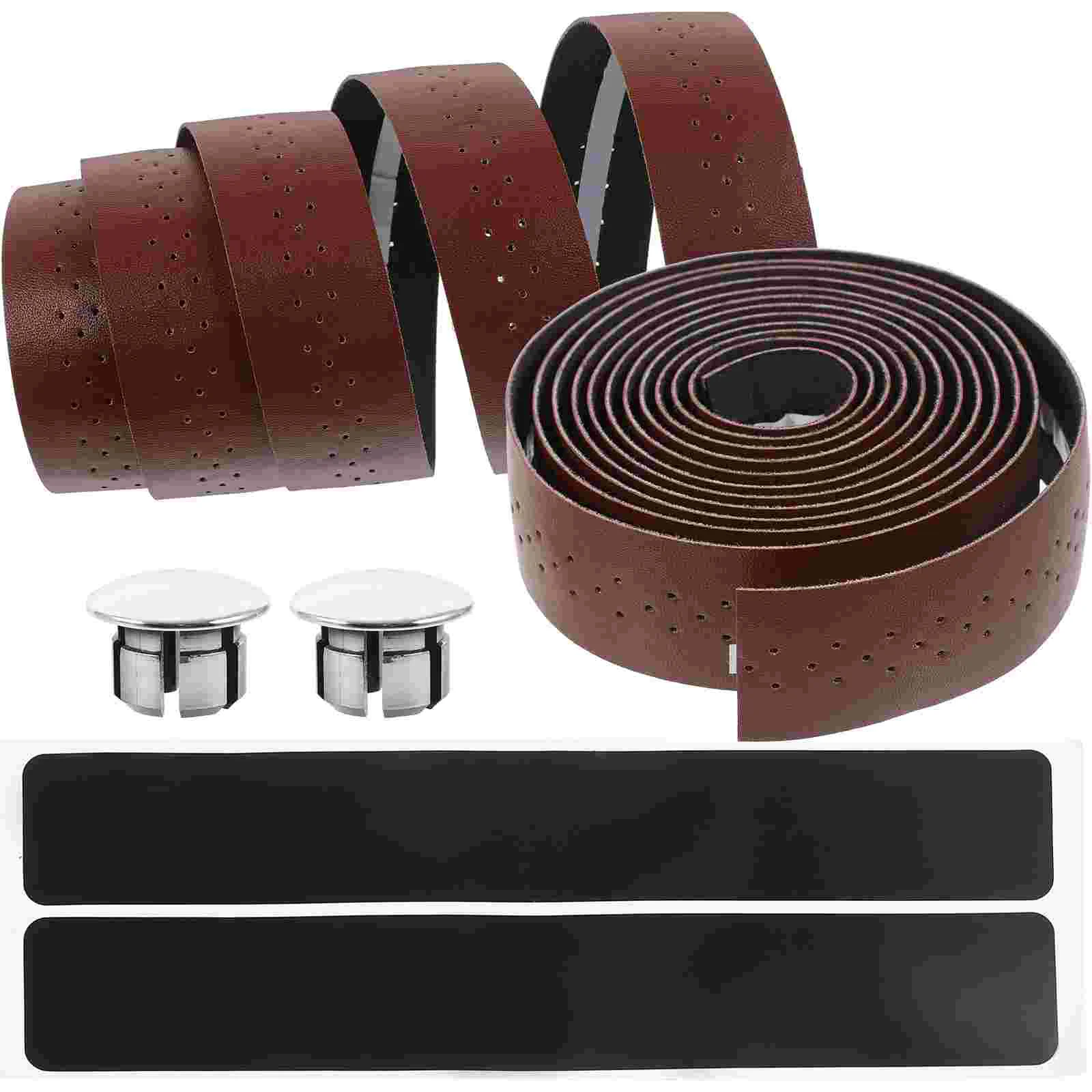 Cycling Handlebar Tape Brown PU Lightweight Anti skid Wear resistant Grips Cover Protective Bar Tape for Mountain Bike