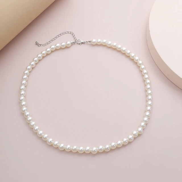 Pearl Necklace Choker Neck Chain Jewelry Imitation Elegant