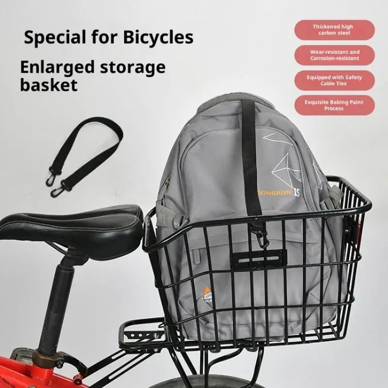 �� Fahrrad-Aufbewahrungskorb für den hinteren Draht, robuster Fahrrad-Fahrradkorb aus Metall, einfach zu installierender Fahrrad-Organizer für Lebensmittel und Essentials – Detail 2