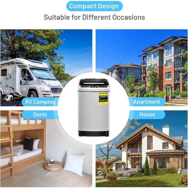 COSTWAY Portable Washing Machine, 11Lbs Capacity Full-automatic Washer with 8 Wash Programs, LED Display, 10 Water Levels 3
