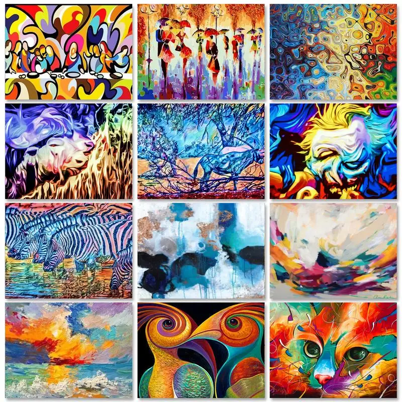 

GATYZTORY Abstract Landscape Paint by numbers Handpainted Decorative paintings Acrylic Paint Wall art Personalized gift