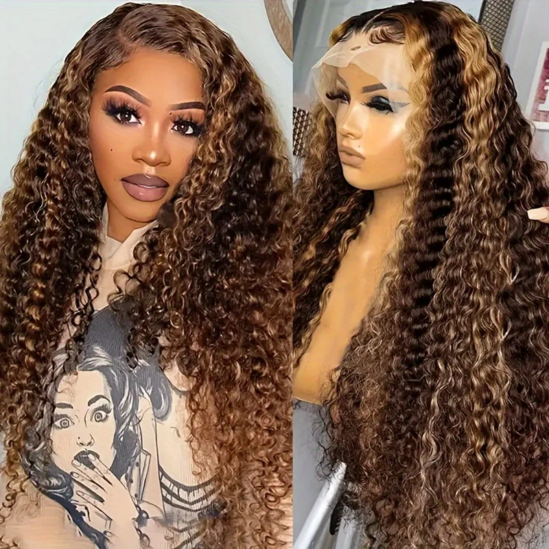 

13x6 Highlight Ombre Deep Wave Wig Human Hair Ready To Wear Brazilian Colored 13x4 Curly Lace Frontal Wigs For Women