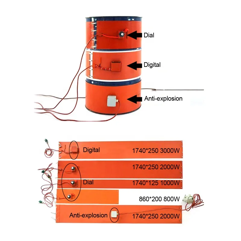 12V 110V 120V 55 Flexible Silicone Rubber Oil Drum Barrel Heater -  AliExpress
