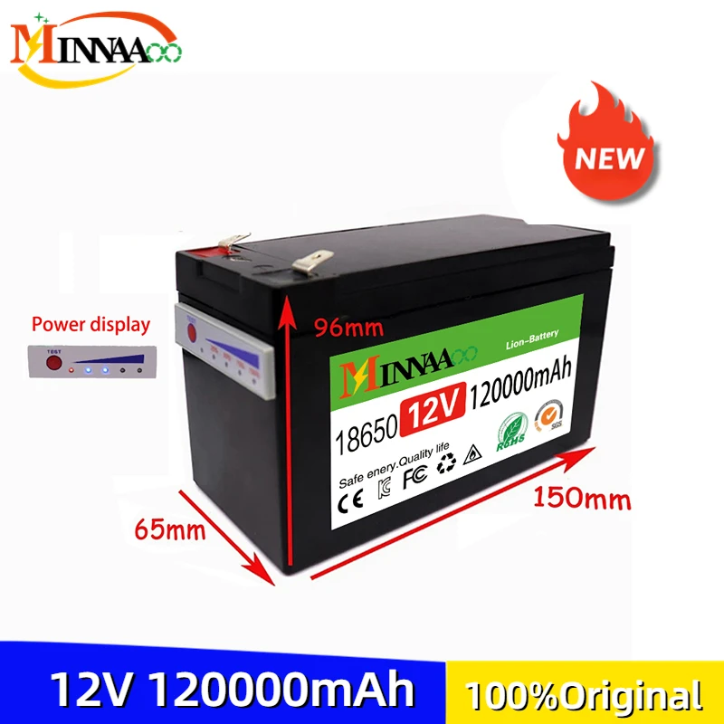 

2023 Upgraded 12V 120Ah Built-In High Current 30A BMS 18650 Lithium Battery Pack For Solar Panels Batterie electric vehicle