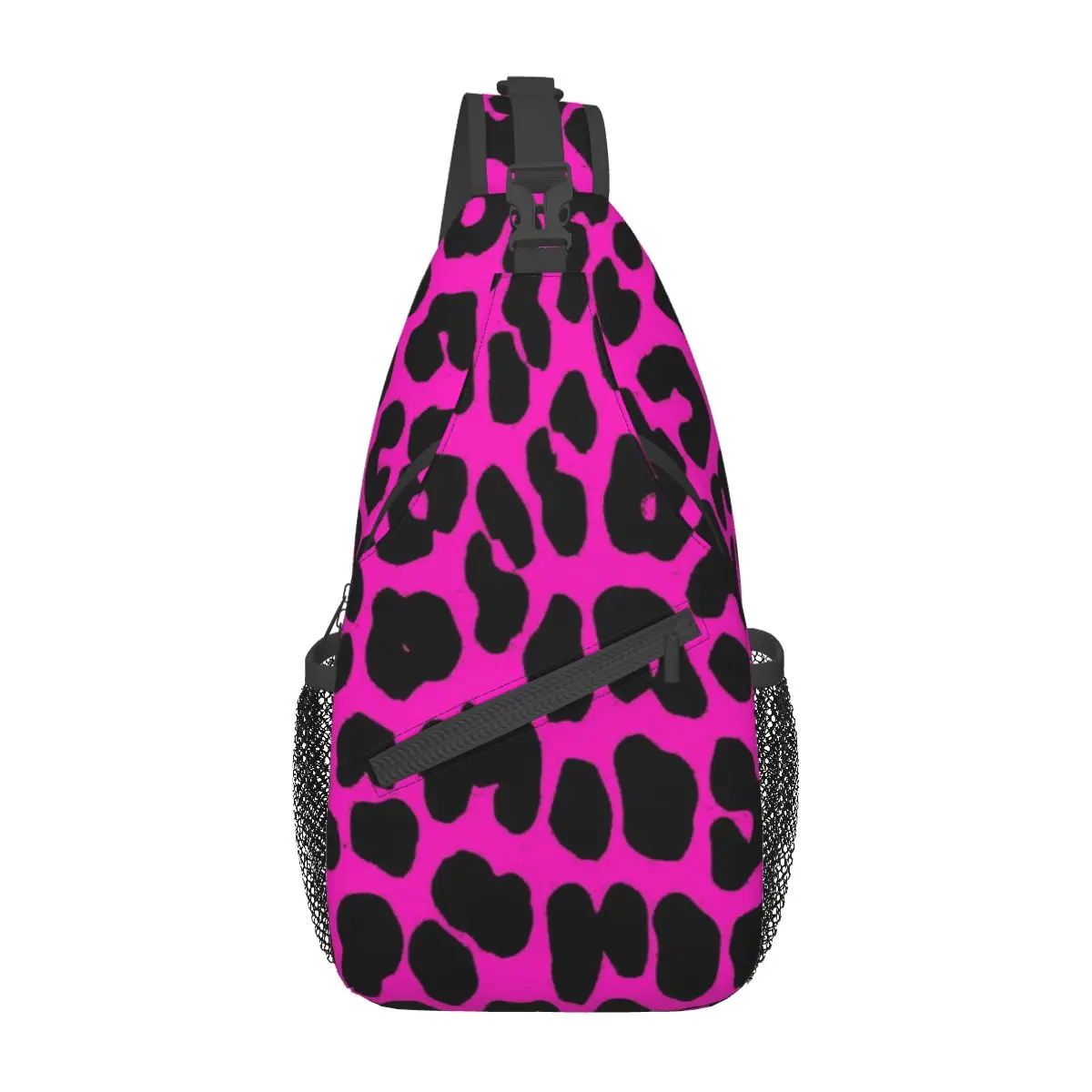 

Leopard Pattern (pink) Chest Bag Holiday With Zipper Mesh Bag For Office Cross chest bag Customizable