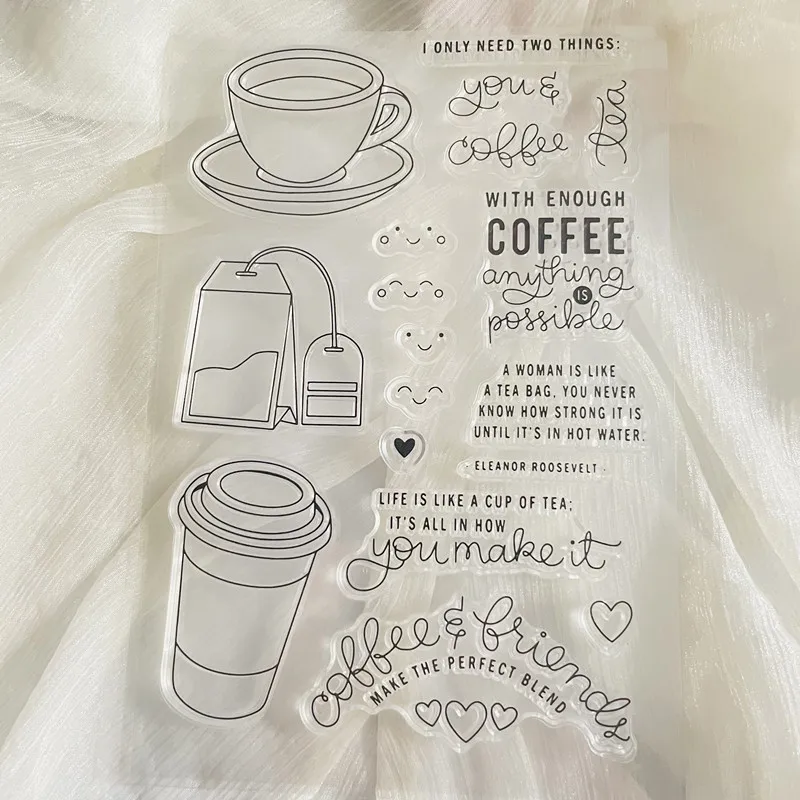 Coffee Cup Bottle Clear Rubber Stamps Transparent Silicone Stamp Seal Sheet For Scrapbooking Photo Album Decoration