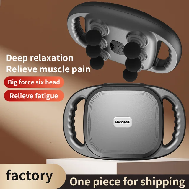 New Six Heads Fascia Gun High-Frequency Vibration Deep Massage Device For Shoulder Waist Back Leg Body Muscle Relaxation Gift