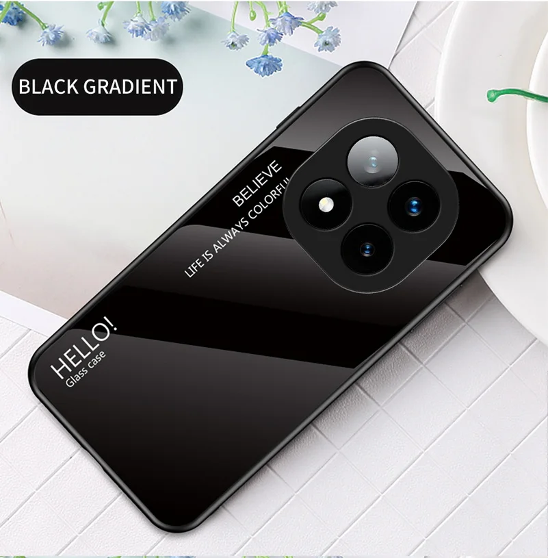 Gradient Tempered Glass Protective Glossy Back Cover Case