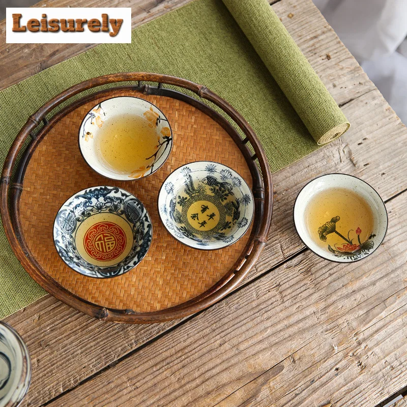 1 PCS Handmade Cone Cup Antique Plant Ash Porcelain Teacup Travel Ceramic Tea Bowl Anti Scaling Retro Meditation Cup Teaset 70ml