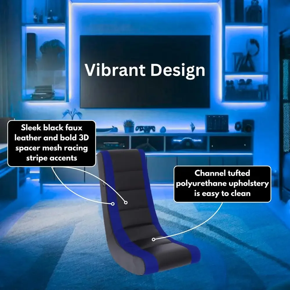 Classic Video Rocker Floor Gaming Chair Kids & Teens Sporty Racing Style Seating Solution Eco-Friendly Polyester Fiber Padding 3