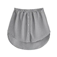 Plus Size Striped Shirt Extender Spring Fall Women Button Down Elastic Waist Curved Hem Fashion Pettiskirts A-Line Skirt 2