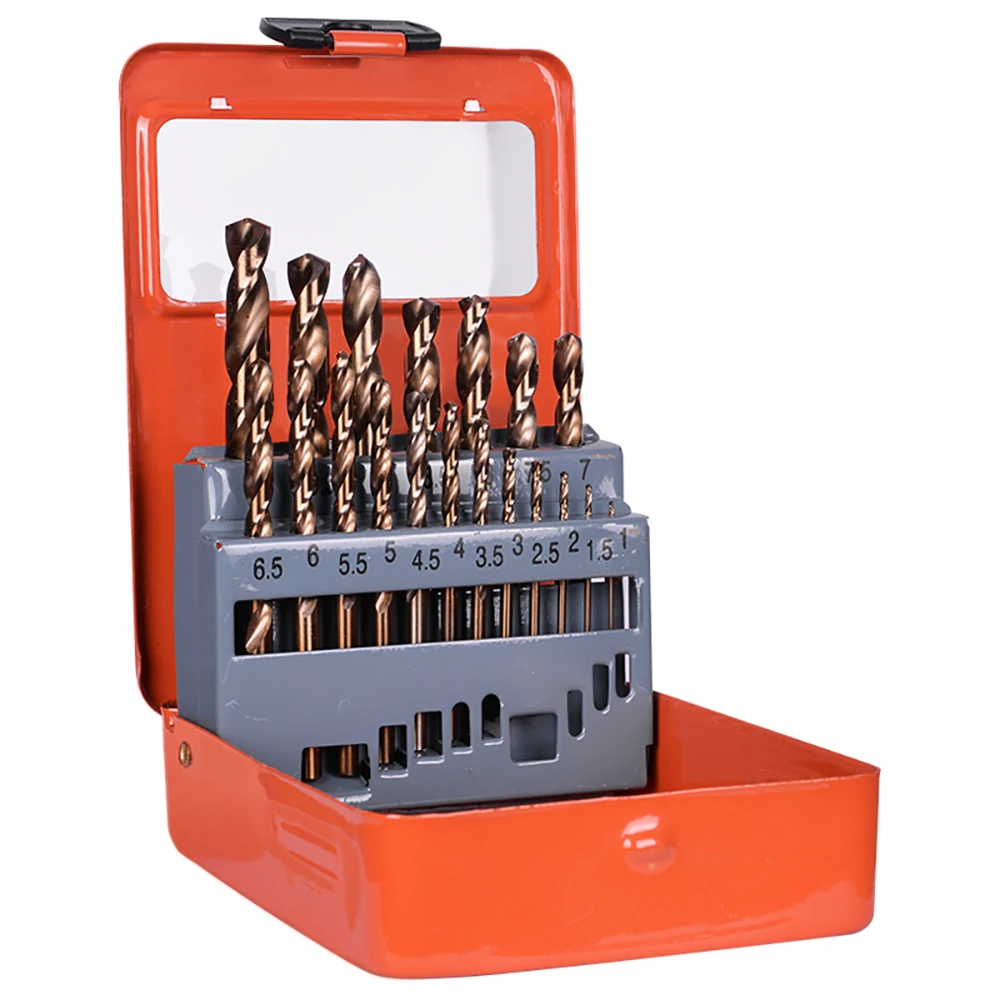 19 Piece Set High Speed Steel HSS Twist Drills With Cobalt Full Grinding Straight Shank Pen