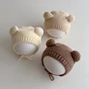 Fall Winter Children Warm Baby Knitted Hats Solid Color With Pom Pom Kids Knit Beanie Hats 0-2Y Children's Hat For Boys Girls 6