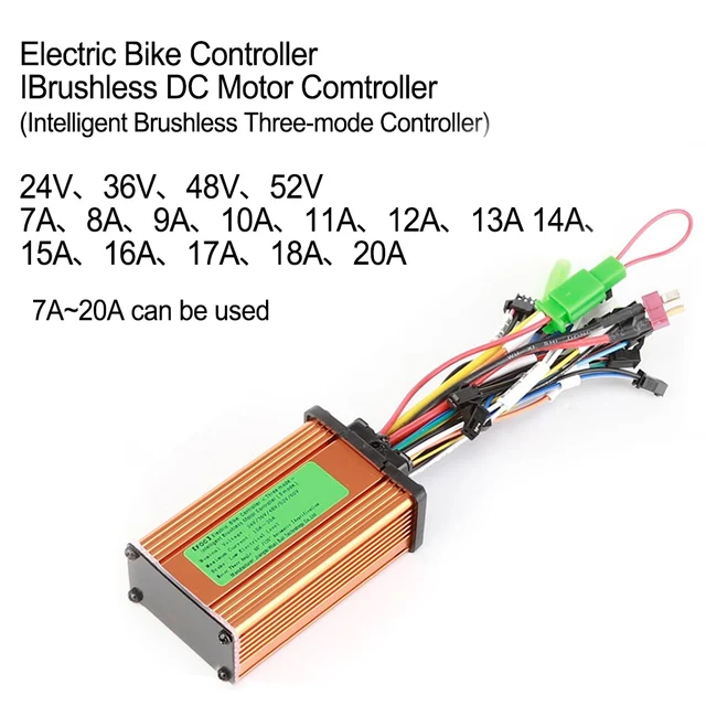 Ebike Controller 24V 36V 48V 250W 350W Elektrische Fiets Motor Borstelloze Controller Scooter Aluminium Dual Mode Borstelloze Controller Borstelloze Motor Controller (Kleur: 24V 250W