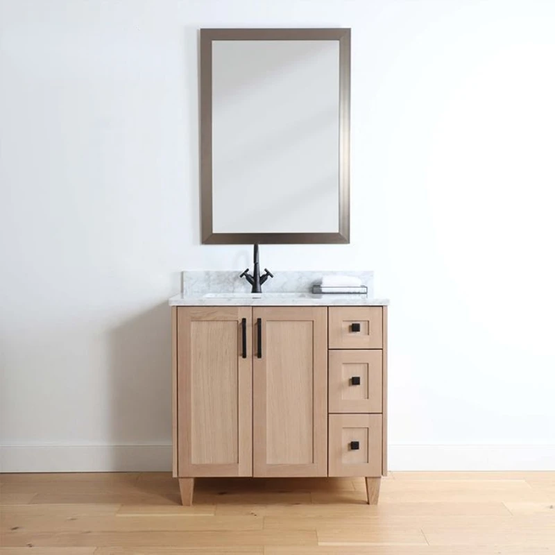

36 Inch Factory Supply Solid Wood Floor Mounted Single Sink Cabinet Bathroom Vanity