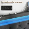 Queen Size Bed Frame with Charging Station and LED Lights, Upholstered Bed with Adjustable Headboard and 4 Storage Drawers 5