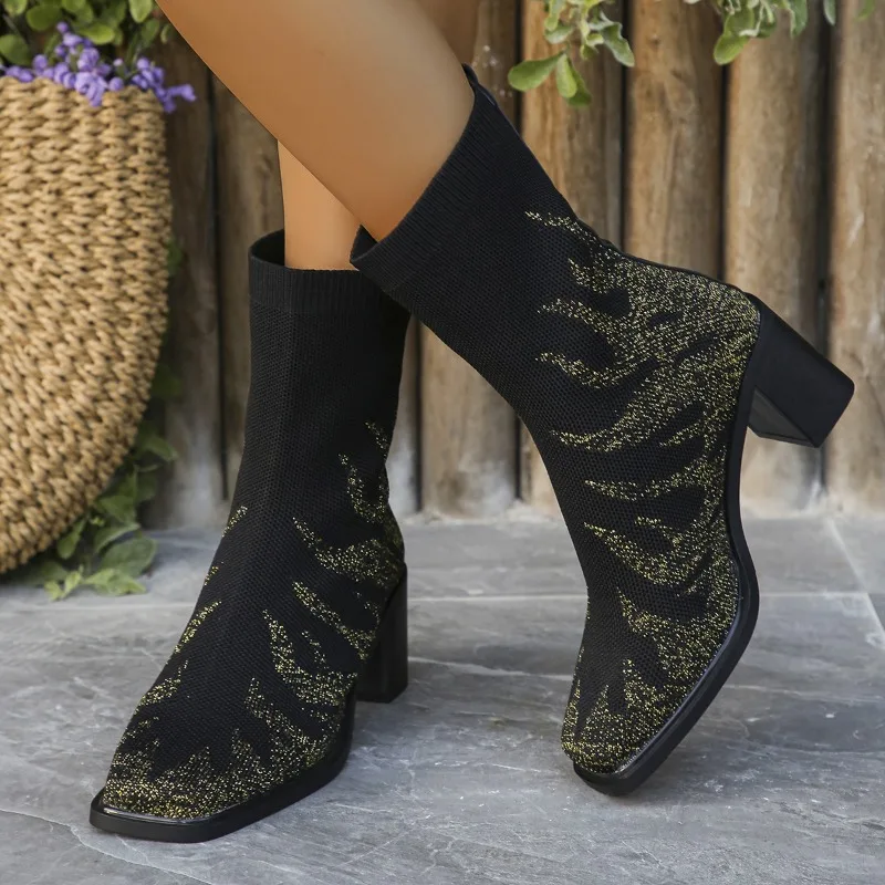 

Женские ботинки без шнуровки, модные современные ботильоны с принтом, Дамская обувь, 2023
