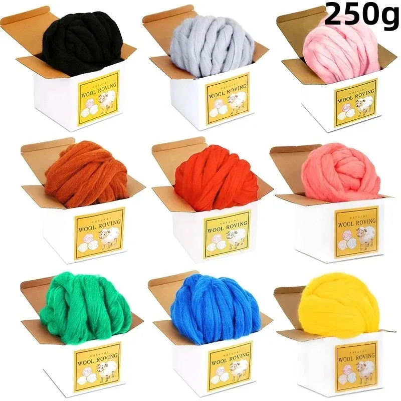 MIUSIE 250g Multicolor Felting Wool Fiber Soft Felt Weaving With Storage Box For Animal Projects Felting Wool for Needlework needle felting wool wool felting kit