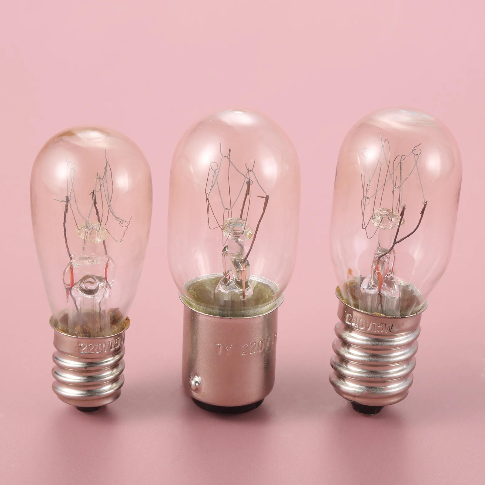 2pcs 220V 재봉틀 전구 E12/BA15D/E14 15W 스레드/플러그인 백열 램프 옥수수 LED 냉장고 라이트 공예 경고 DIY