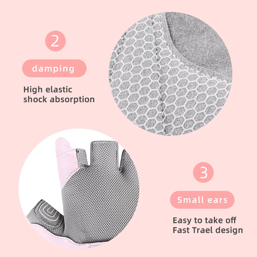 Cycling Gloves Pink Woman Half Finger GYM Gloves Bike Mitten 3D GEL Breathable Non-Slip Outdoor Sport Fitness Gloves 6