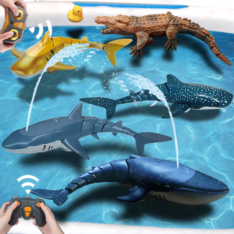 Creative Remote Control Fish Shark Electric 2.4G Radio Rc Animal Robot Educational Water Bath Toy for Boy Kid Children Submarine