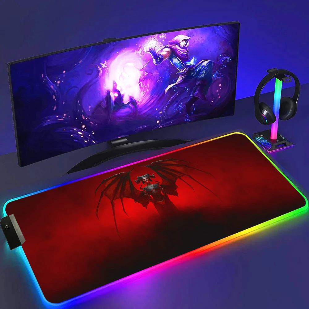 

Diablo 4 IV LED Gaming Mousepad Large Desk Mat PC Gamer XL RGB Non-slip Mouse Pad Luminous Cool Mouses Mice With Backlight 40x90