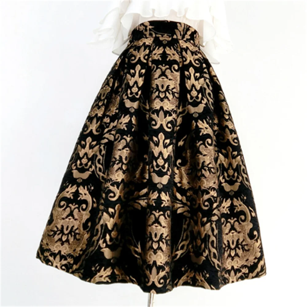 autumn-and-winter-new-vintage-embroidered-elegant-skirt-high-waist-pockets-a-line-umbrella-skirt-women