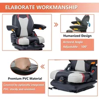 Suspension Seat, Highback Low  Slide Rails, Armrests Shock Absorber Heavy Duty Seat for Toro Forklift Mower Excavator Harvester 2