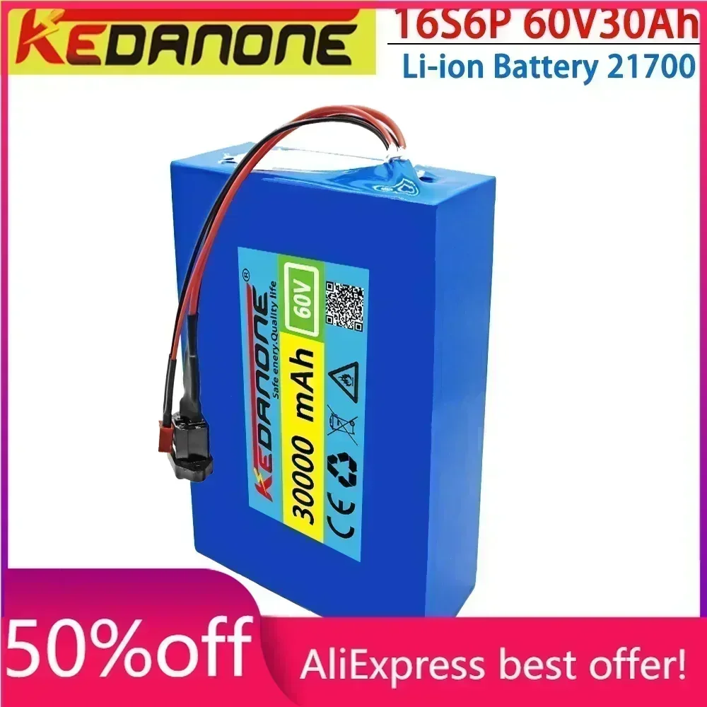 

Kedanone 21700 Lithium Battery Pack 16S4P 60V 20Ah 1000W-3000W Electric Bike Motorcycle Scooter Battery +67.2V 3A Charger