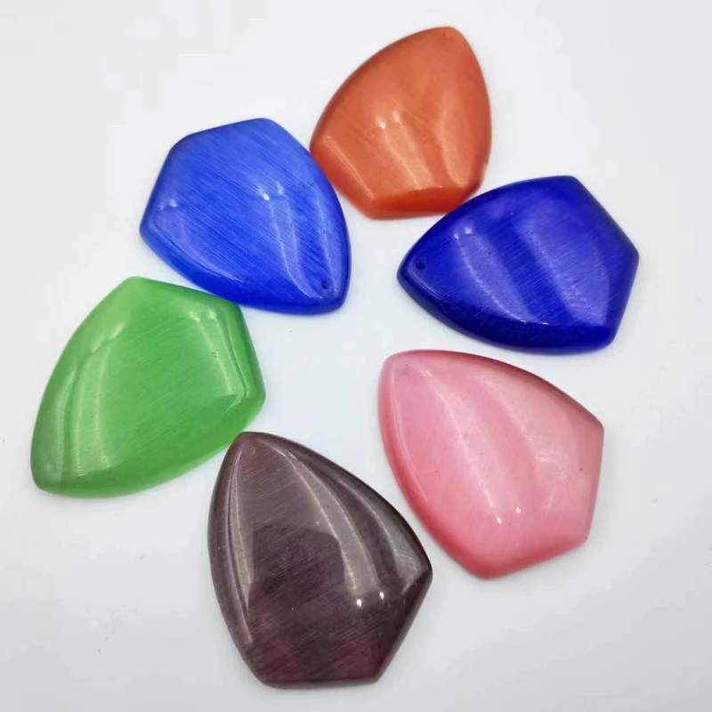 

New Natural Cat's Eye Stone Inverted Triangle Denier Droplet Pendant Handmade DIY Necklace Jewelry Accessories Wholesale