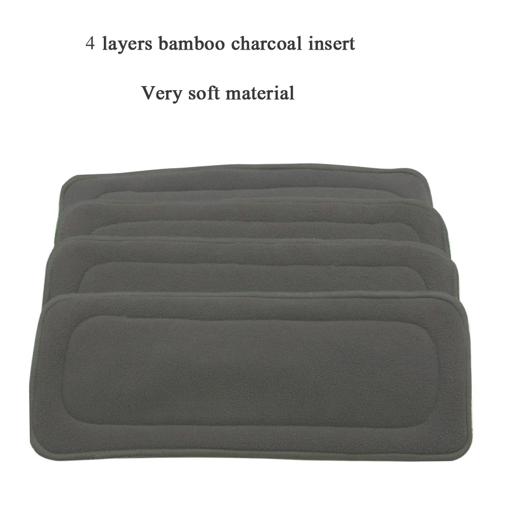 Reusable 4 Layers Bamboo Charcoal Insert Baby Cloth Diaper Nappy 1pc cloth diapers cloth diaper insert cloth diaper liners