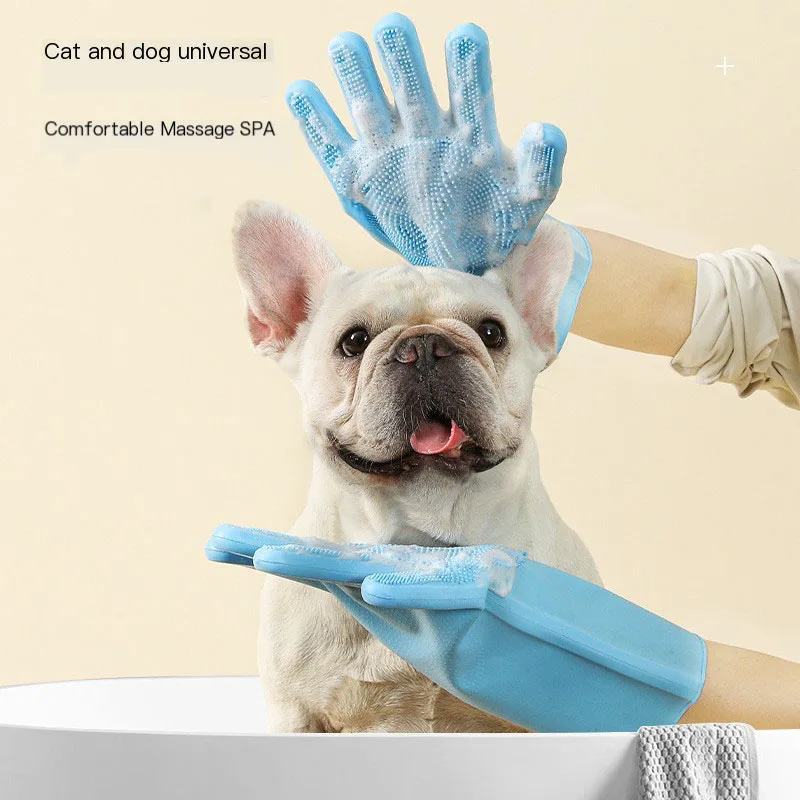 Pet Bath Gloves,Dog and Cat Bath Tools, Eddy Gold Fur Scrubbing Massage Brush,Thickened Anti Scratch and Anti Bite Pet Supplies