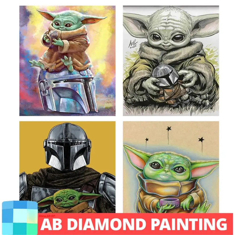 Disney Mandalo Yoda Cartoon Diy Northern Lights Ab Full Diamond Painting Ricamo Mosaico Kit Da Cucito Strass Home Decor