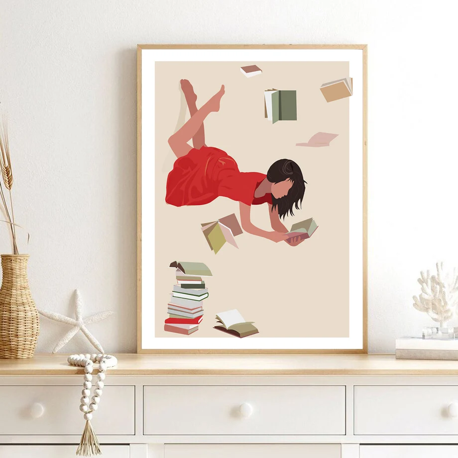 Book Reading Vintage Canvas Painting Poster Book And Cat Just A Girl Who  Loves Books Home Decor Wall Art Prints Bookish Gifts - AliExpress