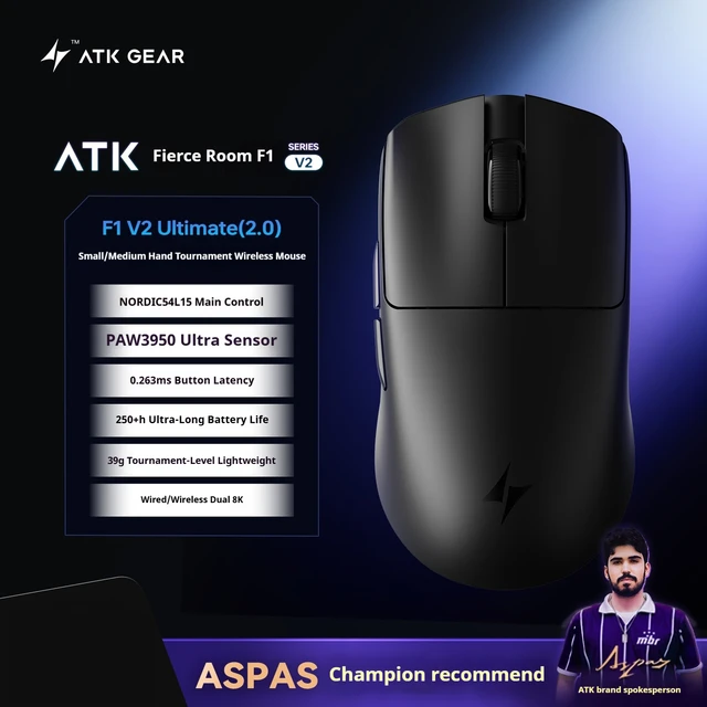 New Atk Blazing Sky F1 V2 Ultimate Mouse Wireless Paw3950utrla