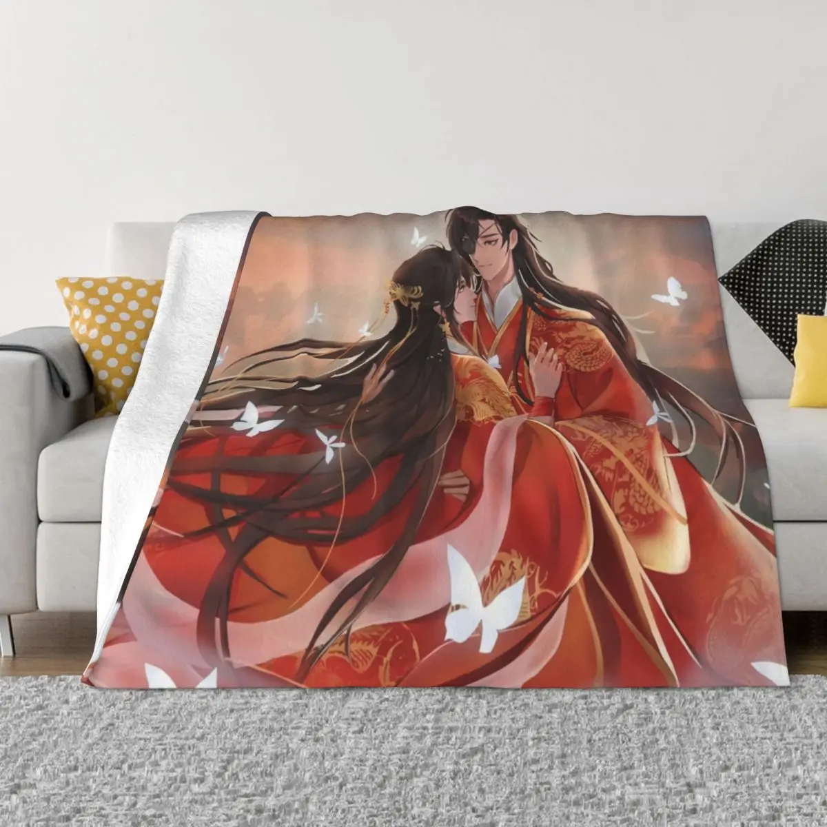 

Tian Guan Ci Fu Anime Blanket Winter Warmth Sherpa Throw Blankets for Bedding Room Decor