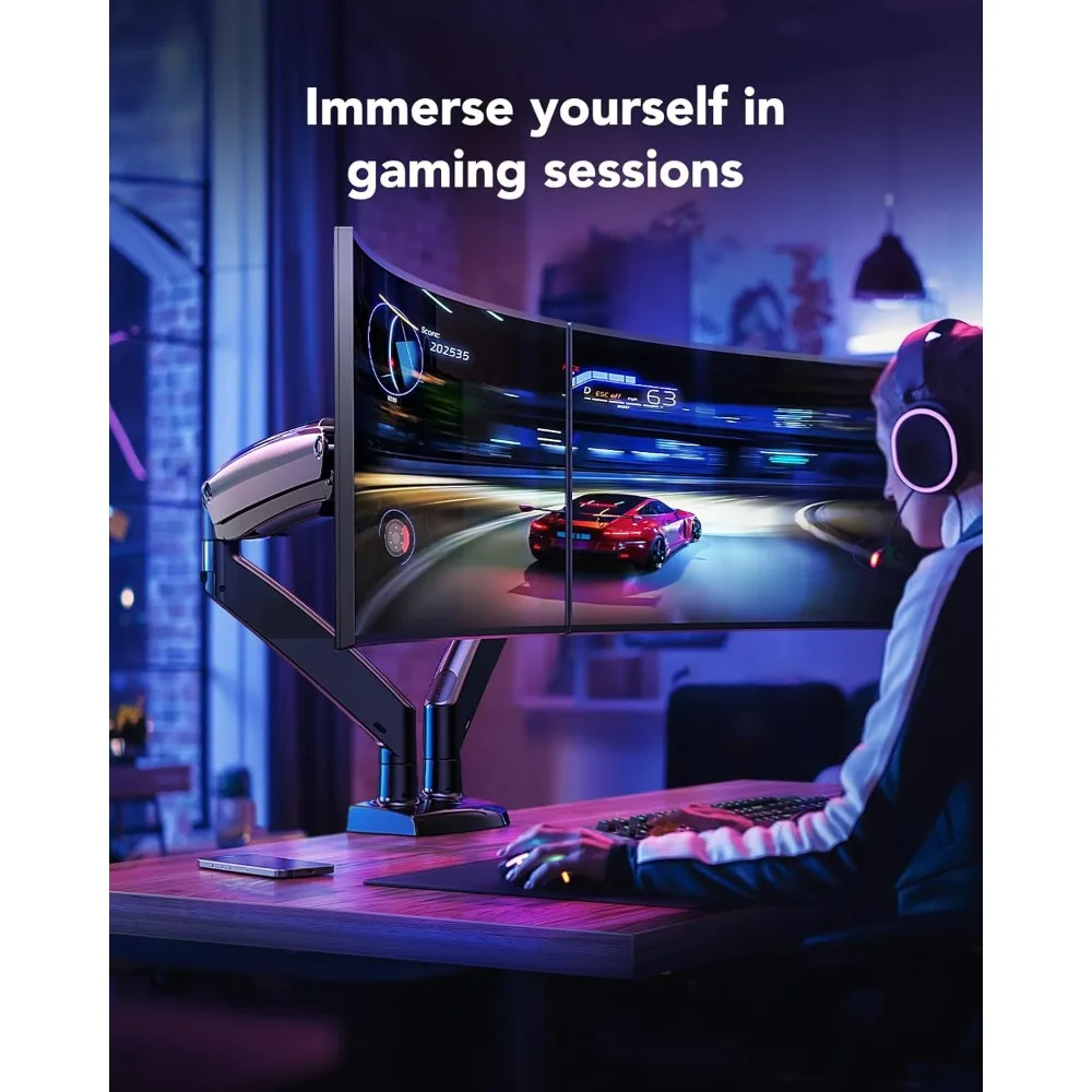 dual monitor stand for 13 to 40 inch, premium dual monitor mount with usb, height adjustable monitor stand for 2 monitors, vesa